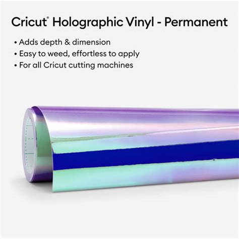 Cricut Premium Vinyl Permanent Holographic Crystals 30.5cm x 122cm (Green); Lies flat without tunneling or bubbling for a perfect cut; Easy to weed, effortless to apply for a sparkly holographic effect; Ideal for indoor projects, from custom mugs and shower doors to decorative glassware and much more; Water-resistant adhesive